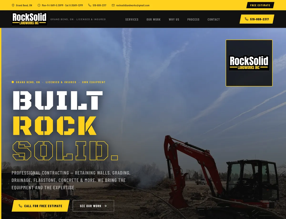 Real contractor website built by MAGEK